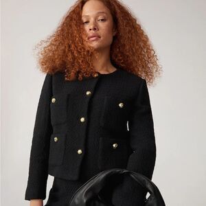Mango Blazer Tweed Textured Pockets New